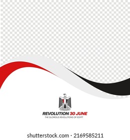 vector de diseño de tarjetas de felicitación para la Revolución Egipcia, 30 de junio con la bandera curvada de Egipto