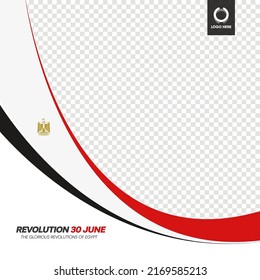 Grußkartendesign-Vektorgrafik für die ägyptische Revolution, 30. Juni mit abgerundeter Flagge in Ägypten