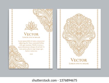 Greeting card design with a white background. Luxury vector ornament template. Mandala. Great for invitation, flyer, menu, brochure, wallpaper, decoration, or any desired idea.