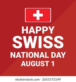 Greeting card design wishing everyone a happy Swiss National Day with festive elements.