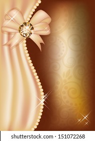 Greeting card with diamond and ribbon, vector illustration