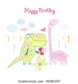 Greeting card with Dinosaurs