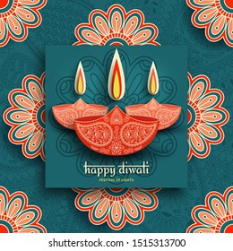 Greeting card for Diwali festival celebration in India