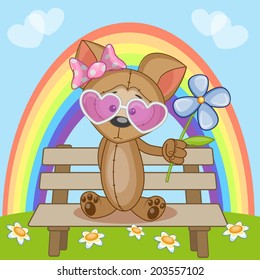 Greeting card Dog with flower 