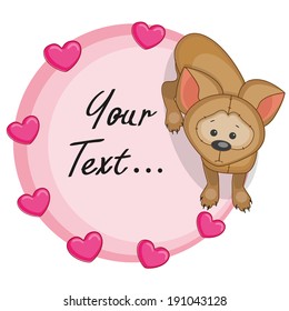 Greeting card Dog with hearts
