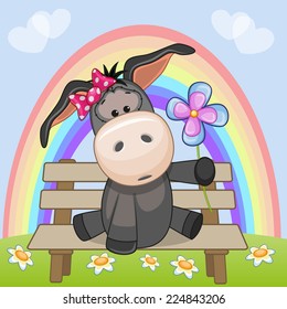 Greeting card Donkey with flower 