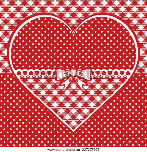 Greeting Card Dotted Heart Red White Stock Vector Royalty Free