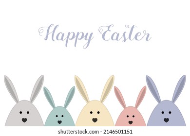 Greeting card with Easter bunnies. Vector