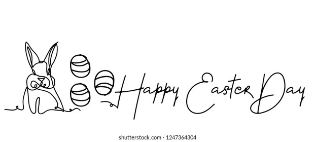 Greeting card Easter bunny cute simple vector illustration.