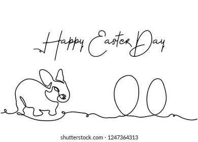 Greeting card Easter bunny cute simple vector illustration.