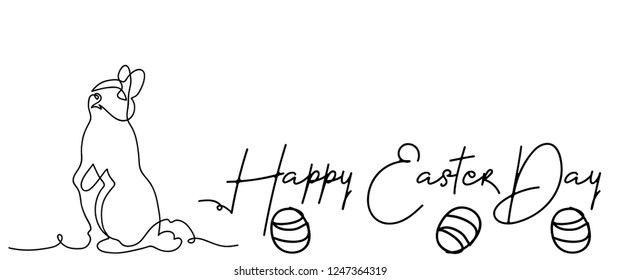 Greeting card Easter bunny cute simple vector illustration.
