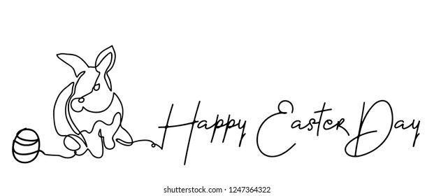 Greeting card Easter bunny cute simple vector illustration.