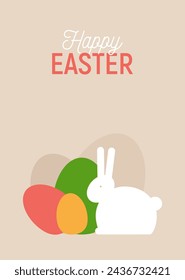 Greeting card with the Easter bunny and eggs