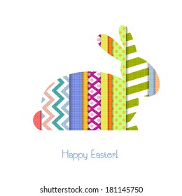 Greeting card with Easter Bunny in patchwork style