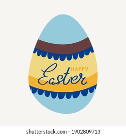 Greeting card for Easter. A decorated Easter egg with lettering. Vector illustration.