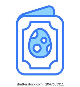 greeting card, easter ,egg Blue Outline Simple Icon.