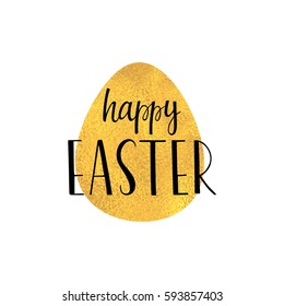 Greeting card with Easter egg and handwritten text. Happy Easter lettering. Vector illustration. EPS 8.