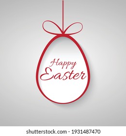 Greeting card with Easter egg and Happy Easter. Vector illustration.