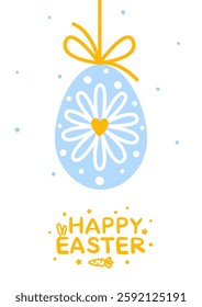 Greeting card with Easter egg isolated on white background for Your spring holiday design