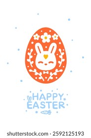 Greeting card with Easter egg isolated on white background for Your spring holiday design