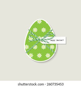Greeting card with easter egg tied up with baker's twine