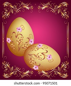 Greeting card with easter eggs