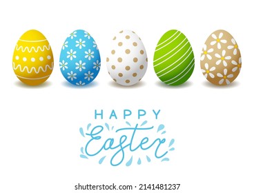 Greeting card with Easter eggs with color ornate for Your holiday design