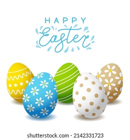 Greeting card with Easter eggs with color ornate for Your holiday design