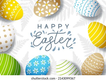 Tarjeta de saludo con huevos de Pascua con color ornamentado para Su diseño de vacaciones