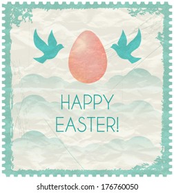 Greeting card for Easter. Grunge retro style.