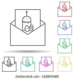 greeting card with easter multi color style icon. Simple thin line, outline vector of easter icons for ui and ux, website or mobile application