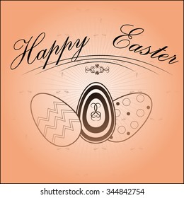 Greeting card for Easter with a picture of three eggs