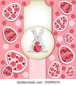greeting card with the Easter rabbit and eggs