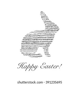 Greeting card with Easter rabbit. Funny bunny. Easter typographical background. Happy Easter. Easter Bunny.