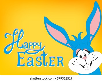 Greeting card with Easter rabbit. Funny bunny. Easter Bunny.