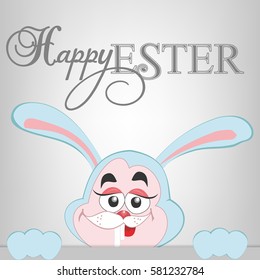 Greeting card with Easter rabbit. Funny bunny. Easter Bunny.