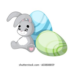 Greeting card with Easter rabbit. Funny bunny. Easter Bunny.