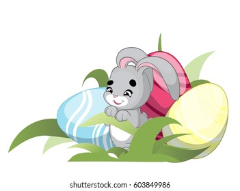 Greeting card with Easter rabbit. Funny bunny. Easter Bunny.