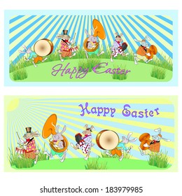 greeting card with easter rabbit, vector illustration