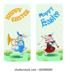 greeting card with easter rabbit, vector illustration