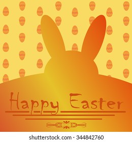 Greeting card for Easter with yellow Easter Bunny
