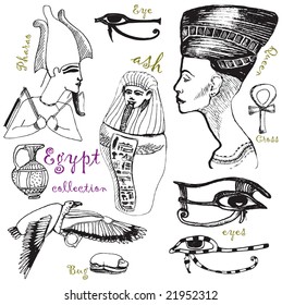 greeting card from Egypt 1, hand drawing vectors collection