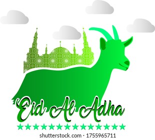 Greeting Card of Eid Al Adha in White Goat Version