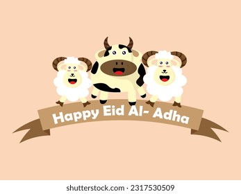 greeting card of eid al adha celebration. vector illustration of the day of sacrifice.