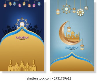 Tarjeta de saludo Eid Mubarak ramadan kareem Deseando un festival islámico.