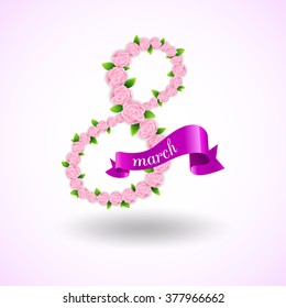 Greeting card for eight March, international women's day.