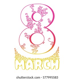 Greeting card for the eighth March International Women's Day. Pattern with twists