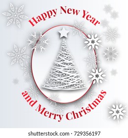 Greeting card with elegant design of snowflakes. for the celebration of Christmas and New Year
