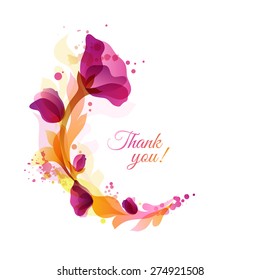 Greeting card with elegant floral frame and splatters