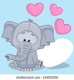 Greeting card Elephant with hearts 